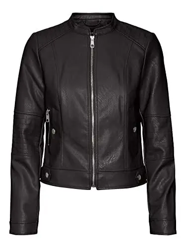 Produktbild: VERO MODA Damen Kunstlederjacke VMLove Lavine Übergangsjacke im Biker-Stil 10278286 Black S