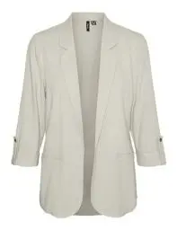 Produktbild: VERO MODA Damen Legeres Blazer Jackett mit Dreiviertel Arm Leichter Sakko Eleganter Business Shacket, Farben:Beige-2, Größe:S