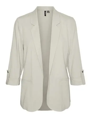 Produktbild: VERO MODA Damen Legeres Blazer Jackett mit Dreiviertel Arm Leichter Sakko Eleganter Business Shacket, Farben:Beige-2, Größe:S