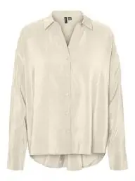 Produktbild: VERO MODA Damen Oversized Hemdbluse Seidig Legeres Oberteil Glänzendes Shirt VMQUEENY, Farben:Weiß, Größe:XXL