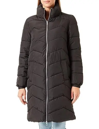 Produktbild: VERO MODA Damen Steppmantel VMLiga lange Jacke mit Kapuze 10289826 Black S