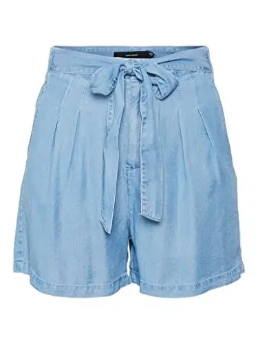 Produktbild: VERO MODA Damen VMMIA HR LOOSE SUMMER SHORTS GA Hose,, per pack Blau (Light Blue Denim Light Blue Denim), W(Herstellergröße: M)