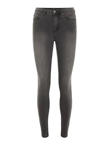 Produktbild: Vero Moda NOS Damen VMTANYA MR S PIPING JEANS VI207 NOOS Skinny Jeans,, per pack Grau (Dark Grey Denim Dark Grey Denim), 40/L30 (Herstellergröße: L)