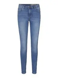 Produktbild: Vero Moda NOS Damen VMTANYA MR S PIPING JEANS VI349 NOOS Skinny Jeans,, per pack Blau (Medium Blue Denim Medium Blue Denim), 42/L32 (Herstellergröße: XL)