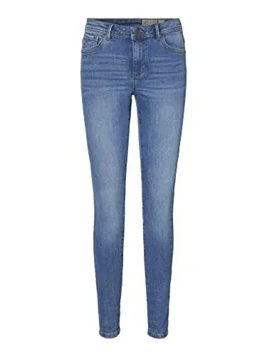 Produktbild: Vero Moda NOS Damen VMTANYA MR S PIPING JEANS VI349 NOOS Skinny Jeans,, per pack Blau (Medium Blue Denim Medium Blue Denim), 42/L32 (Herstellergröße: XL)