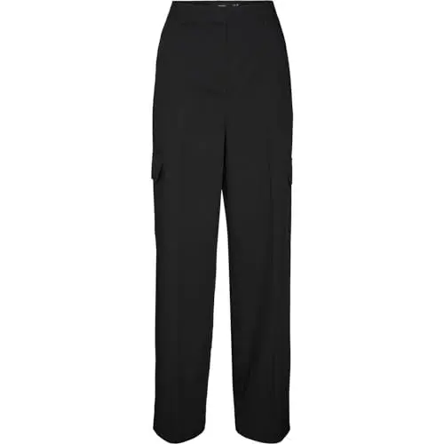 Produktbild: VERO MODA Damen VMZELDA HR Straight Cargo Pant NOOS Cargohose, Black, 40/34
