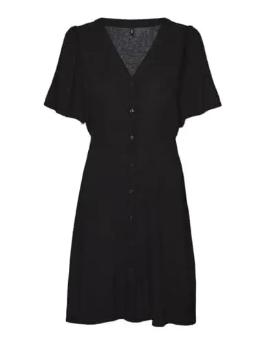 Produktbild: VERO MODA Damen Viskose Mini-Kleid Kurzarmkleid VMAlba 10292845 Black M