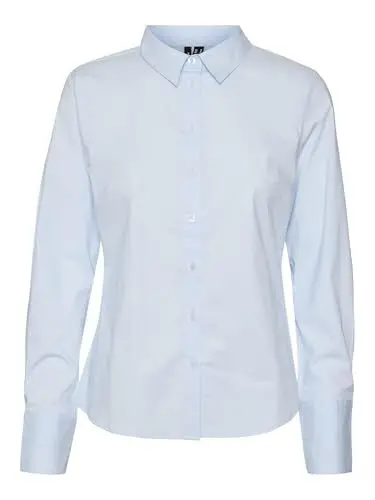 Produktbild: VERO MODA Damen Vmanna Ls Fitted Shirt WVN Ga Noos Langarmbluse, Light Blue, X-Large