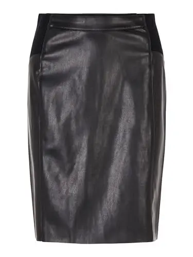 Produktbild: VERO MODA Damen VMBUTTERSIA HW Coated Skirt NOOS Rock, Schwarz (Black Black), S