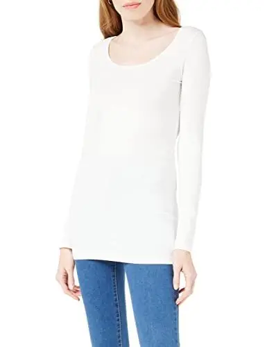 Produktbild: VERO MODA Damen Langarmshirt VMMAXI My LS Soft Long U - Neck NOOS, Gr. 40 (Herstellergröße: L), Weiß (Bright White)