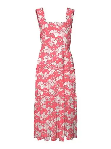 Produktbild: VERO MODA Damen Vmmenny Sl Smock Calf Dress WVN Ga Kleid, Georgia Peach/AOP:Mille, M EU