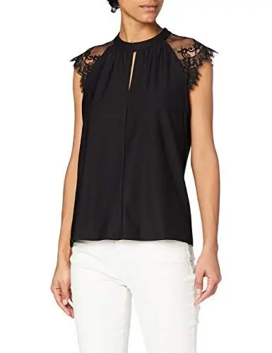 Produktbild: VERO MODA Damen Vmmilla Sl Lace Tee Ga Noos Top, Black, L