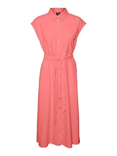 Produktbild: VERO MODA Damen Vmmymilo Sl Calf Shirt Dress WVN Ga Kleid, Georgia Peach, M EU