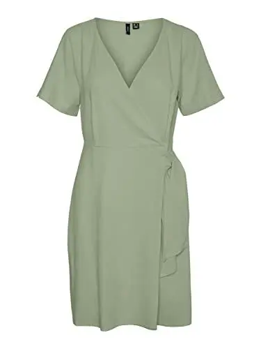 Produktbild: VERO MODA Damen Vmmymilo Wide Wrap Knee Dress WVN Ga Kleid, Reseda, M EU
