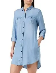 Produktbild: VERO MODA Damen VMSILLA LS Short Dress LT BL NOOS GA Kleid, Light Blue Denim, 42 (Herstellergröße: XL)