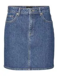Produktbild: VERO MODA Rock Mini Denim Jeansrock Hoher Bund Knopfleiste Taschen Minirock, Farben:Blau, Größe:S