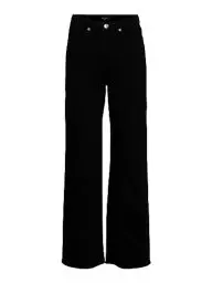 Produktbild: VERO MODA Straight Wide Leg Jeans Raw High Waist Denim Hose Weites Bein aus Baumwolle VMTESSA, Farben:Schwarz,Größe Damen:W31 L32,Z - Länge L30/32/34/36/38:L32