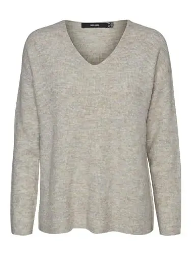 Produktbild: VERO MODA Strick Pullover V-Ausschnitt Langarm Sweater Knitted Jumper VMCREWLEFILE