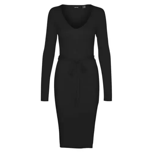 Produktbild: VERO MODA VMSABA Rib LS V-Neck Belt Dress GA NOOS