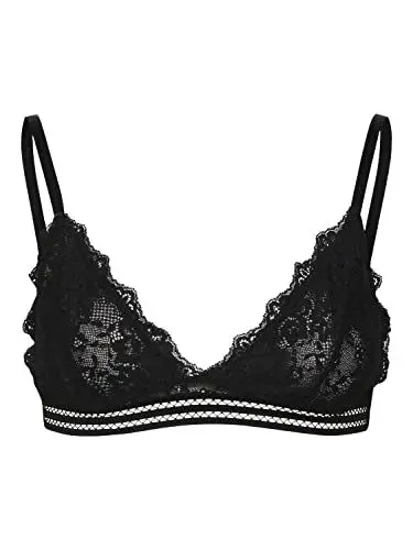Produktbild: VERO Moda Damen Spitzen Triangel BH ohne Bügel & Polster | Lace Bralette | Spagettiträger Bustier VMANNA, Farben:Schwarz, Größe:S