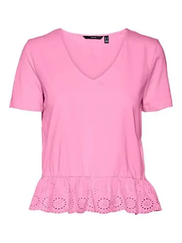 Produktbild: Vero Moda Women's VMEMILY SS Peplum V-Neck JRS Top, Bonbon, M