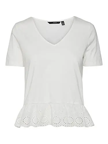 Produktbild: Vero Moda Women's VMEMILY SS Peplum V-Neck JRS Top, Snow White, M