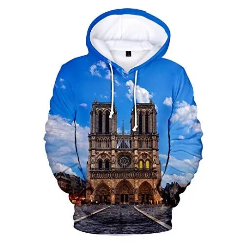 Produktbild: VERSACE JEANS COUTURE JRUVHDAQZ Famous Notre Dame De Paris - Sudadera con Capucha para Hombre o Mujer, diseño de impresión 3D, como en la imagen6, Large