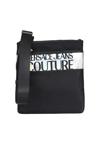 Produktbild: VERSACE JEANS COUTURE Schwarze Umhängetasche mit silbernem Logo für Herren, Schwarz , Einheitsgröße