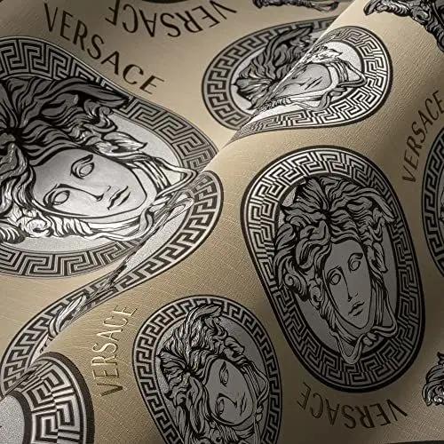 Produktbild: VERSACE WALLPAPER Beige Silber Gold Grau Luxus Tapete Vliestapete Logo Medusa 386114 10,05x0,70m Made in Germany