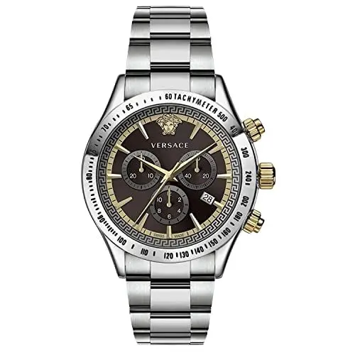 Produktbild: Versace Chrono Classic Herrenuhr Silber Stahl Braun Zifferblatt 44mm VEV700419