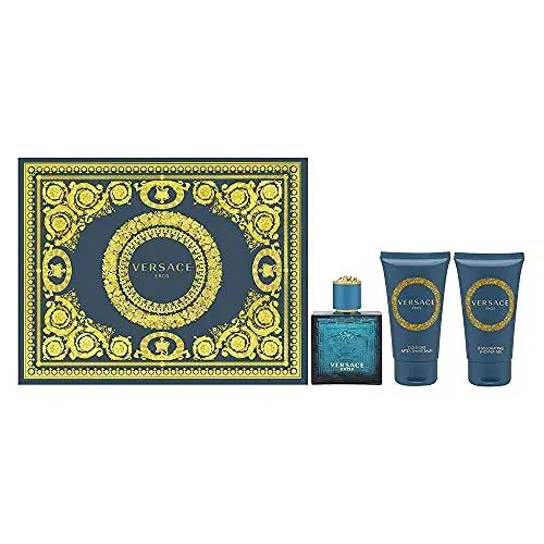 Produktbild: Versace Eros, Eau de Toilette Spray 50 ml + After Shave Balm 50 ml + Duschgel 50 ml Geschenkset für Herren