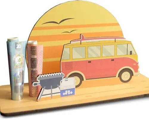 Produktbild: Verschenke Einen Kurztrip - Bus 3D-Holzkarte | Geldgeschenke, Städtetrip, Nature Card, Wochenendreise, Camping Trip, Camper Van, Roadtrip, Minivan, Campingbus