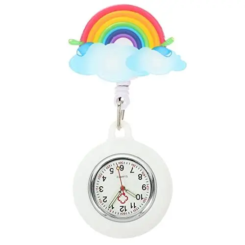 Produktbild: iplusmile Versenkbare Hängende Uhr Regenbogen mit Zweite Hand Clip auf Revers Uhr Glow in Dark für Frauen