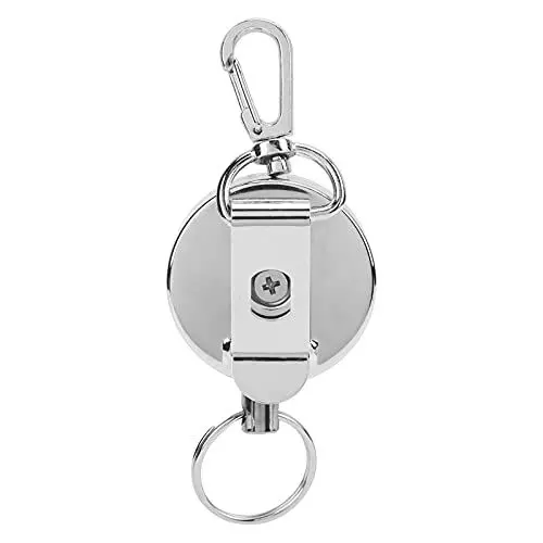 Produktbild: Versenkbarer Schlüsselanhänger 4cm Heavy Duty Retractable All Metal Steel Wire Schlüsselanhänger Pull Key Ring Recoil Schlüsselanhänger