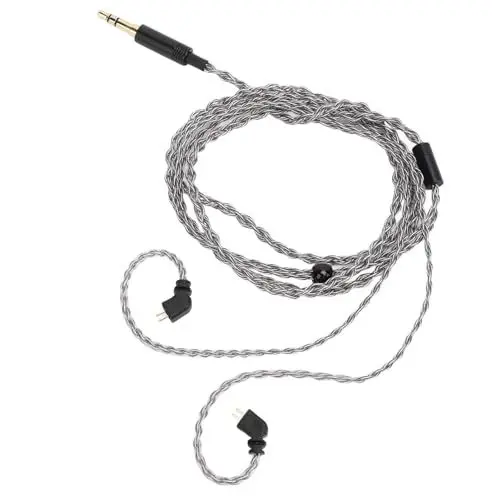 Produktbild: ASHATA 3,5-mm-Kopfhörerkabel mit Versilbertem Kupferdraht, 1,2 M Länge, Vergoldete Stecker, für TFZ, QDC, ZSN ZS10, KBEAR KS1, CCZ, UE RRM, CCA CA4, TRN ST1, BQEYZ KC2, NY-6