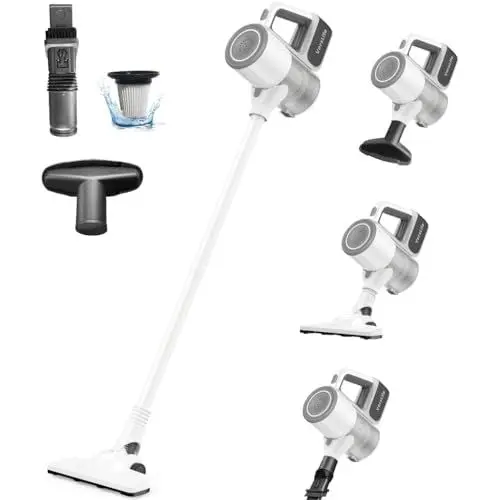 Produktbild: VersLife Akku Staubsauger, 30KPa Staubsauger Kabellos bis zu 40min Laufzeit, 6-in-1 Kabelloser Staubsauger, Stielstaubsauger für Hartböden/Teppich/Tierhaare