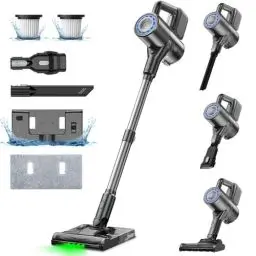 Produktbild: VersLife S7 Plus Akku Staubsauger mit Wischfunktion, 40000Pa Staubsauger kabellos, Bis zu 40Min Laufzeit, Akkusauger Freistehend, leicht und vielseitig, Stabstaubsauger für Hartböden, Tierhaare
