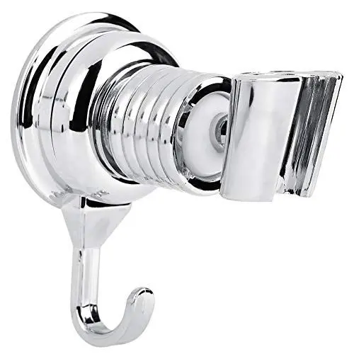 Produktbild: Verstellbare Duschkopfhalterung, selbstklebende Halterung Chrom Duschkopfhalter Saugnapf mit Haken Universelle verstellbare Duschhalterung
