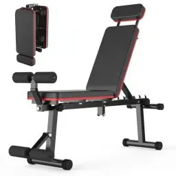 Produktbild: Verstellbare Hantelbank, klappbar, geneigt/flach, Ganzkörpertraining, erweitertes Kopfdesign, 660 lbs/300 kg Kapazität