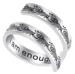 Produktbild: Verstellbare Ringe für Frauen/Männer,Kucheed Inspirierender Ring Schmuck Graviert Ich Bin Genug,Edelstahl Spiralwickel Twist Ring,Ermutigung Geburtstag Abschlussgeschenke für Mädchen Jungen