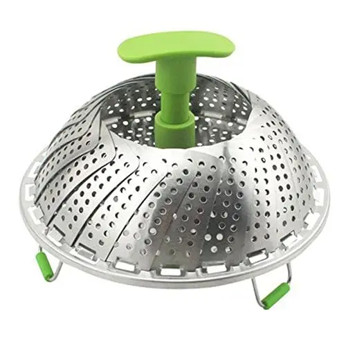 Produktbild: Verstellbarer, Zusammenklappbarer Dampfkorb, Edelstahl-Gemüsedampfgarer, Edelstahl-Gemüse-Dampfkorb-Sieb und Obstkorb, Zusammenklappbare, Erweiterbare Dampfgarer (403 Edelstahl +