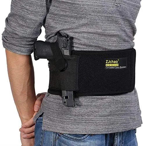 Produktbild: Verstellbares Taillenholster, Bauchbandholster für verborgenes Tragen, Verstellbarer elastischer Bund aus Neopren für die Pistole mit doppelten Ladetaschen, Elastische Taktische Belly Band