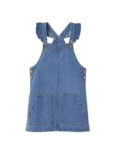 Produktbild: VERTBAUDET Mädchen Kleid Latzhose Jeanskleid mit Rüschen, blau, 10 Jahre