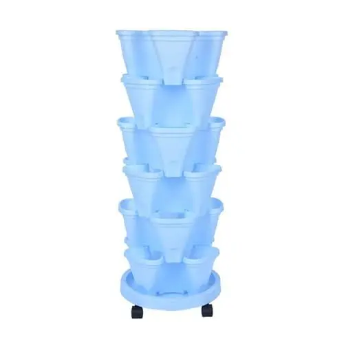 Produktbild: Vertikaler Pflanzer 6 Tier Stapelbare Pflanz Gefäße, Vertikale Erdbeer Pflanz Gefäße, Stapel Turm Garten mit Stütz Mast, Stapelbare Gemüse Pflanz Gefäße für die Gartenarbeit Im Freien(#2)