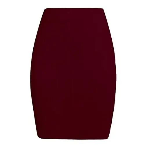 Produktbild: Vertvie Damen Strickrock Hohe Taille Skirt Bleistift Rock Kurz Elegant Midirock Herbst Winter Retro Röcke mit Schlitz Bodycon Winterrock Slim Fit Freizeitrock Stretch Business Rock(Rouge Vineux)