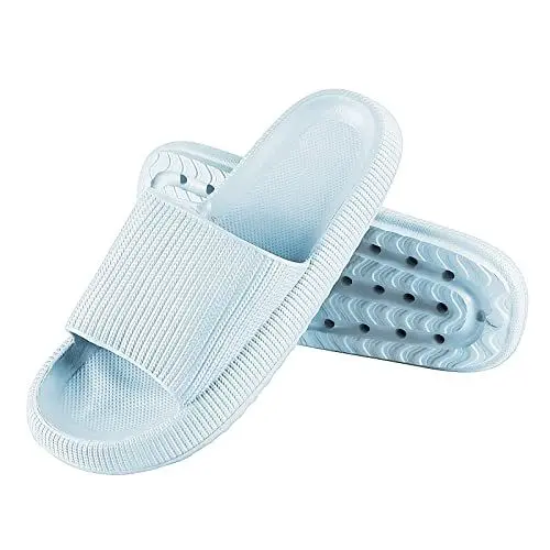 Produktbild: Vertvie Dusche Badeschuhe Anti-Rutsch Hausschuhe Herren Damen Sommer Pillow Cloud Badelatschen Pantoletten Strand Sandalen Wolken Slides Indoor/Outdoor Home Slippers(Hellblau，38-39)