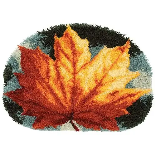 Produktbild: Vervaco PN-0170508 Knüpfteppich Ahornblatt Knüpfpackung, Baumwolle, mehrfarbig, 70 x 50 cm / 28