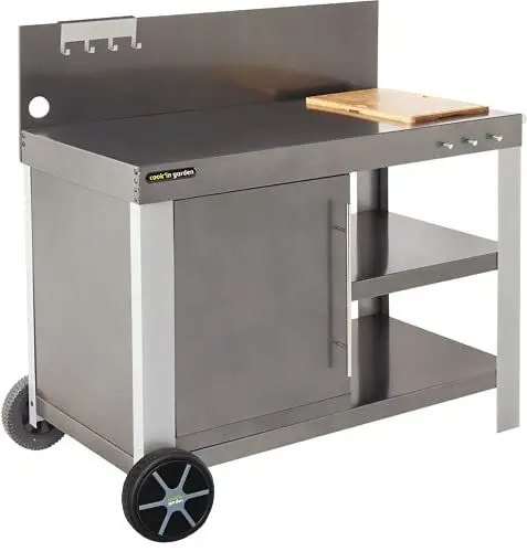 Produktbild: Cook'in garden - Nova XL Servierwagen mit Arbeitsplatte - Rollmöbel - Außenküche - Ideal für Plancha oder Grill - Leicht zu Bewegen - Zubehör Inklusive