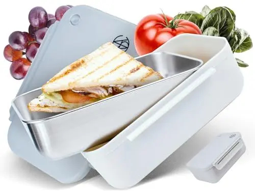 Produktbild: VESTAhome Brotdose Edelstahl-Einsatz - Lunchbox Edelstahl hält Brot lange frisch - Essensbox spülmaschinenfest - Brotbox - Lebensmittelecht - BPA-frei