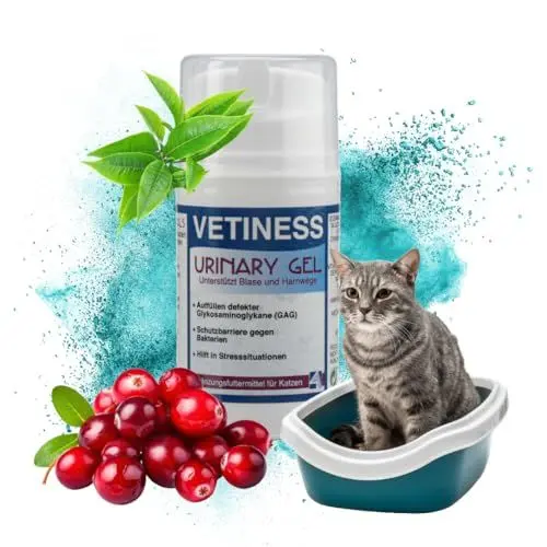 Produktbild: vetiness Urinary Gel 50 ml für Katzen mit Cranberry: Premium Ergänzungsfuttermittel zur Unterstützung Blasen- und Harnweg - Sicher, Effektiv und Leicht zu Verabreichen